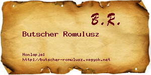 Butscher Romulusz névjegykártya